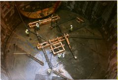 Concreting shaft base, Alexandra Park.